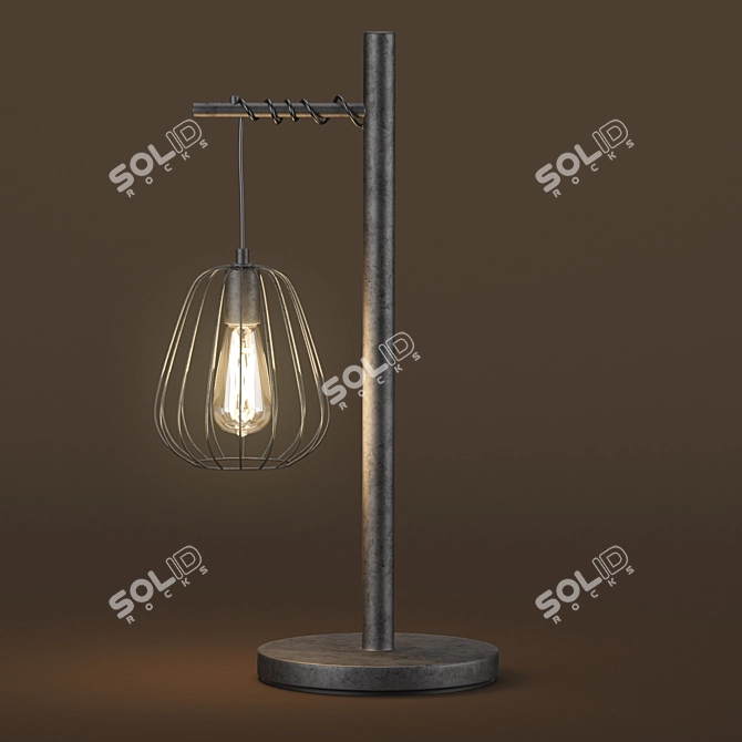 Industrial Metal Table Lamp with Twisted Wire Shade 3D model image 2