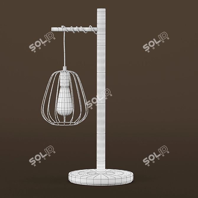 Industrial Metal Table Lamp with Twisted Wire Shade 3D model image 3