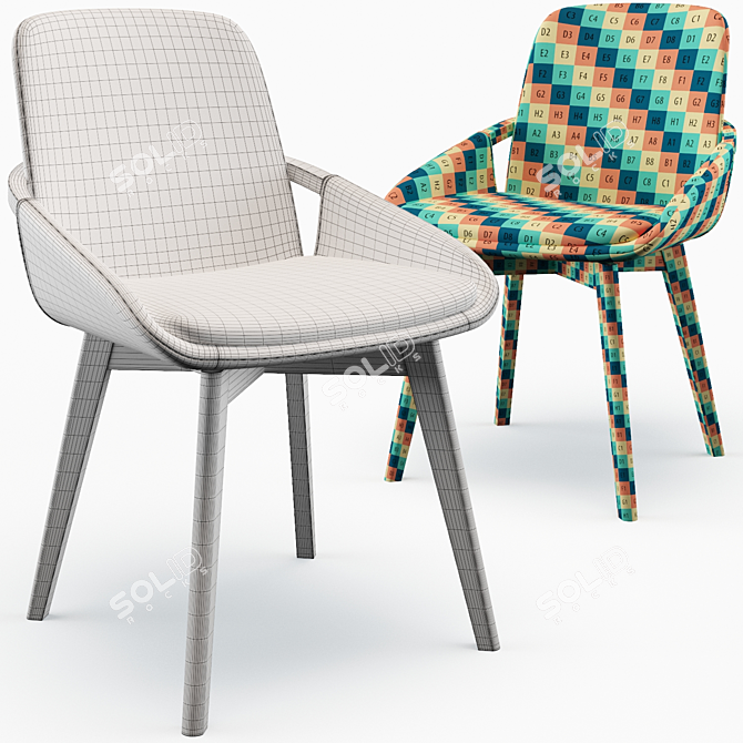 Modern Ondina Side Chair: George Oliver's Wayfair Wonder! 3D model image 5