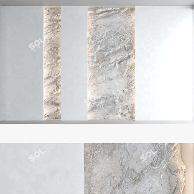 3D Stone Textured Decorative Wall Panel Set 3D model image 3
