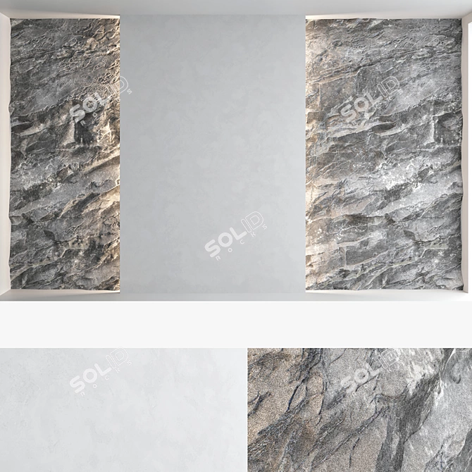 3D Stone Textured Decorative Wall Panel Set 3D model image 4