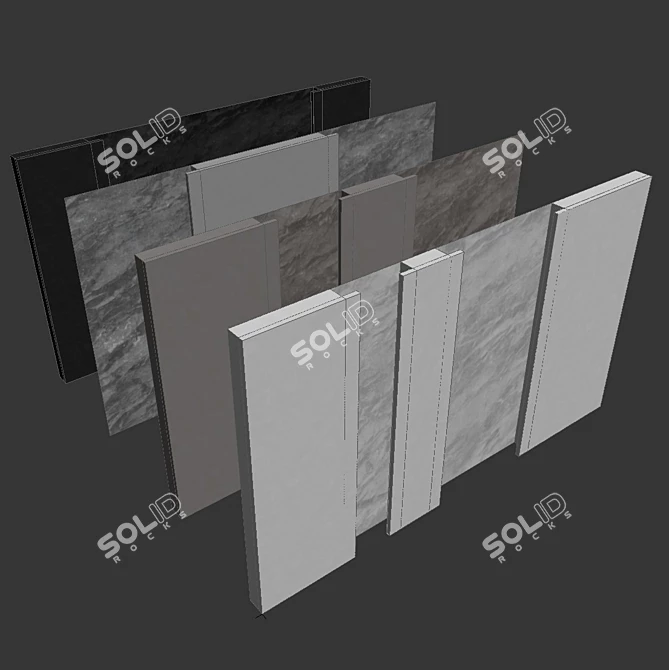 3D Stone Textured Decorative Wall Panel Set 3D model image 6