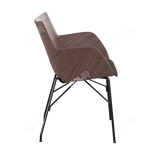 Title: Kartell Q/Wood Dark Wood/Black Chair 3D model image 2