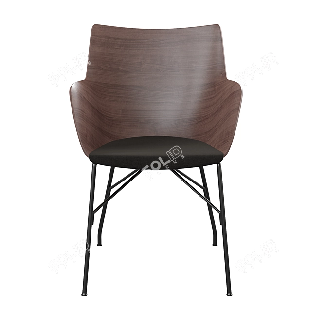 Title: Kartell Q/Wood Dark Wood/Black Chair 3D model image 4