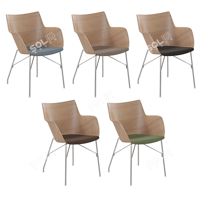 Kartell Q/Wood Chair 3D model image 5