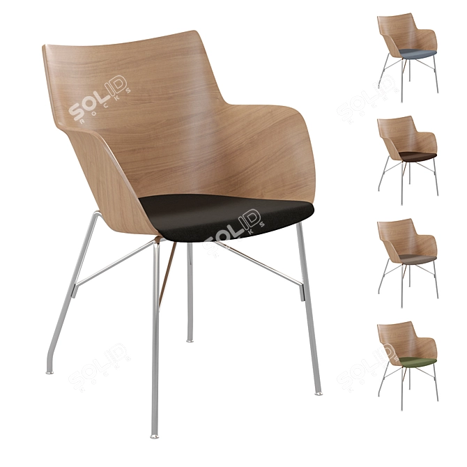 Kartell Q/Wood Chair 3D model image 8