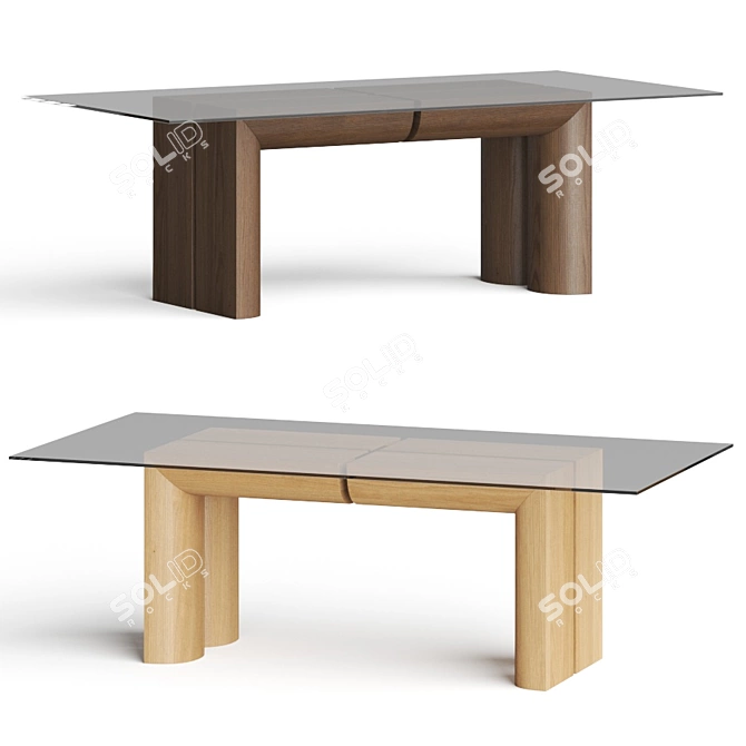 Elegant Emma Wood and Glass Dining Table 3D model image 1