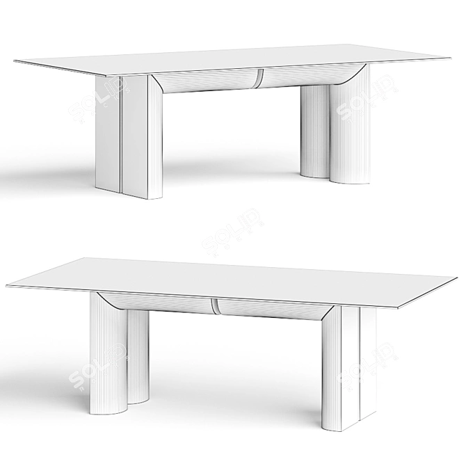 Elegant Emma Wood and Glass Dining Table 3D model image 2