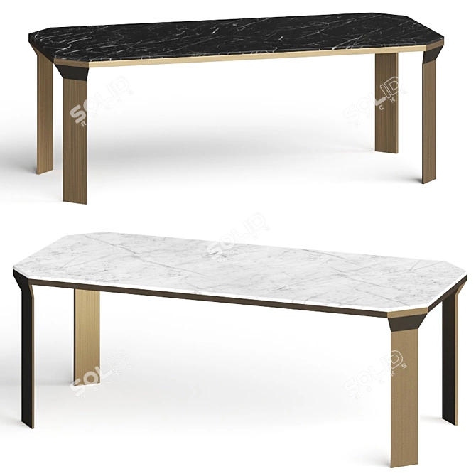 Modern Brass Base Dining Table 3D model image 1