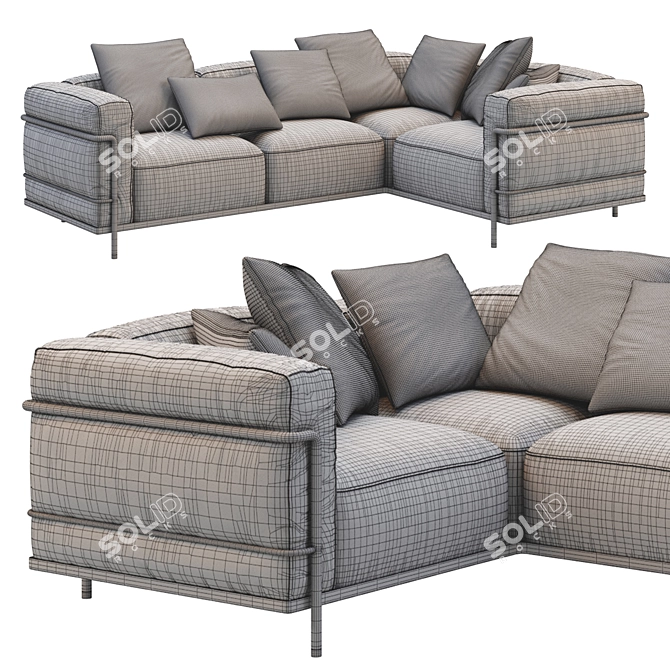 Contemporary Cassina LC3 3-Seater Sofa 3D model image 4