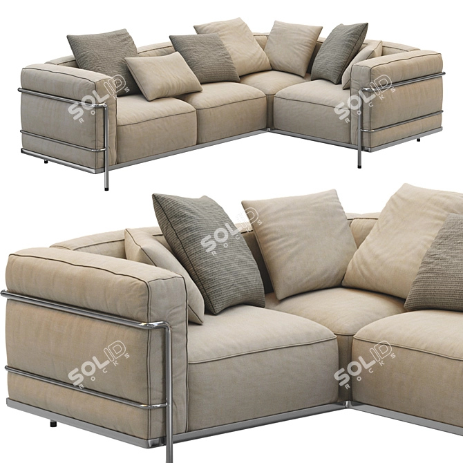 Contemporary Cassina LC3 3-Seater Sofa 3D model image 5
