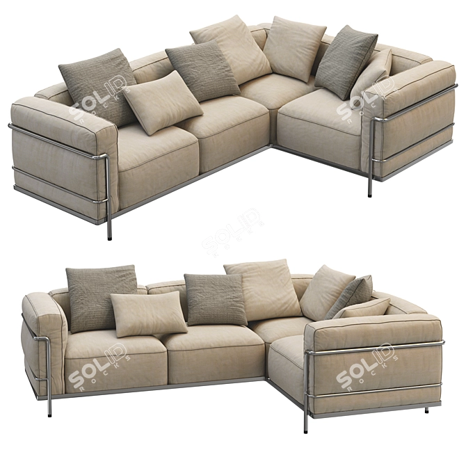 Contemporary Cassina LC3 3-Seater Sofa 3D model image 6