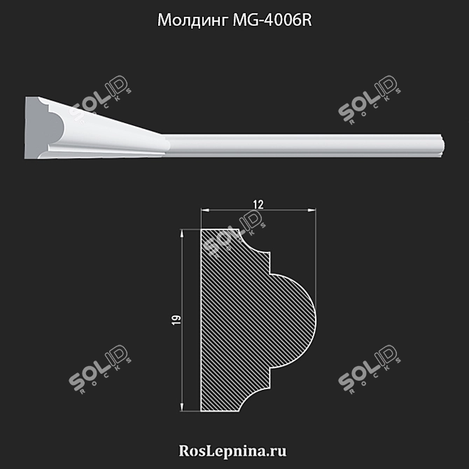 Elegant Gypsum Molding - MG-4006R 3D model image 1