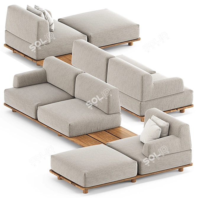 Sleek Palco Sofa Set 3D model image 3