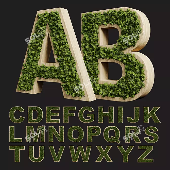 Stabilized Moss Alphabet 3D model image 1