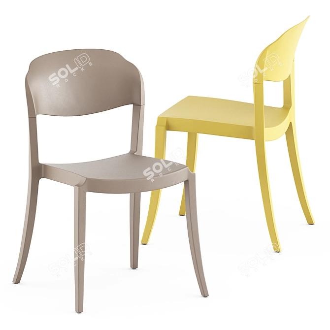Sleek Stackable Side Chair: Strauss 3D model image 1