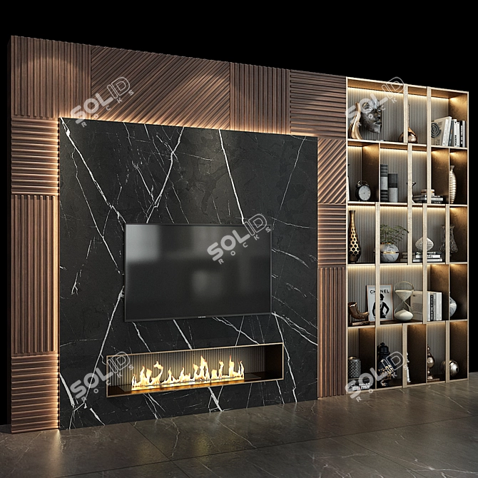 Modern TV wall set 257 3D model image 3