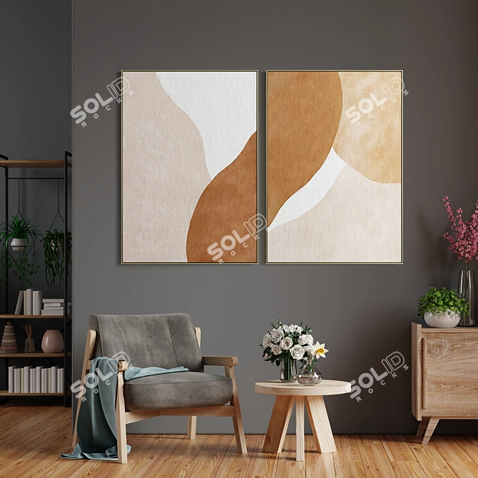  Elegant Gallery 195: Set of Frame Paintings 3D model image 2