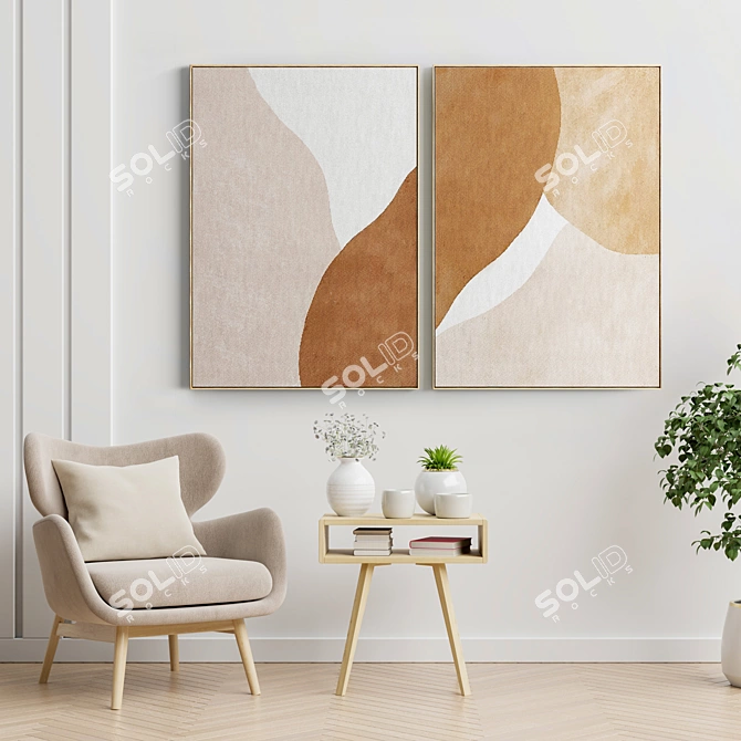  Elegant Gallery 195: Set of Frame Paintings 3D model image 4