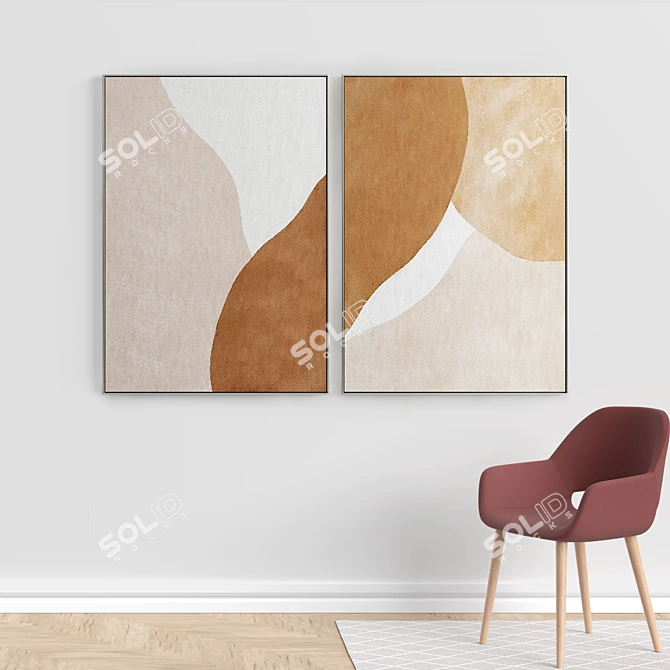  Elegant Gallery 195: Set of Frame Paintings 3D model image 5