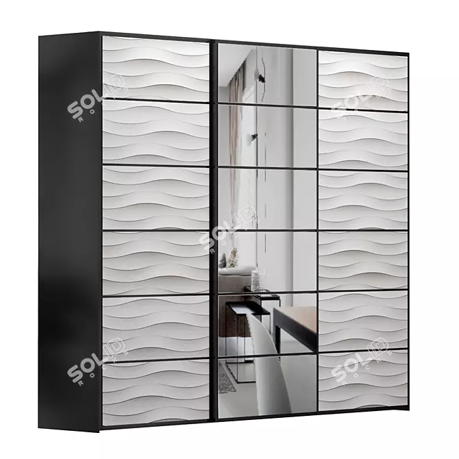 Custom Sliding Wardrobe Doors with Lacquered Glass 3D model image 1