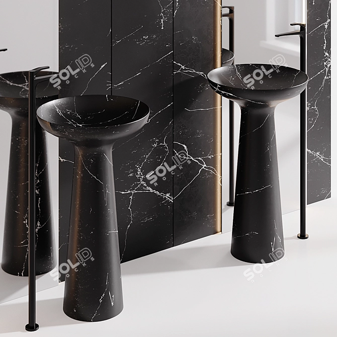 Elegant Black Marble Wash Basin 3D model image 3