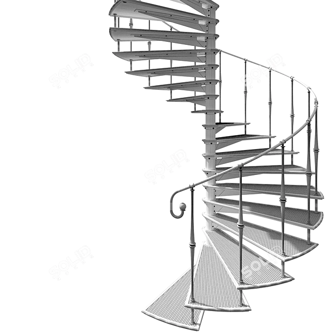 Sleek Metal Spiral Staircase 3D model image 3