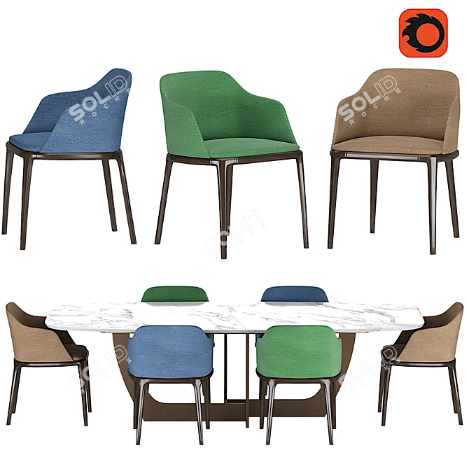 Elegant Solid Wood Dining Chair - Poliform Grace 3D model image 4