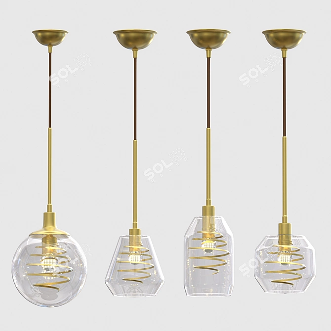 Screw Glass Pendant Lamp 3D model image 1