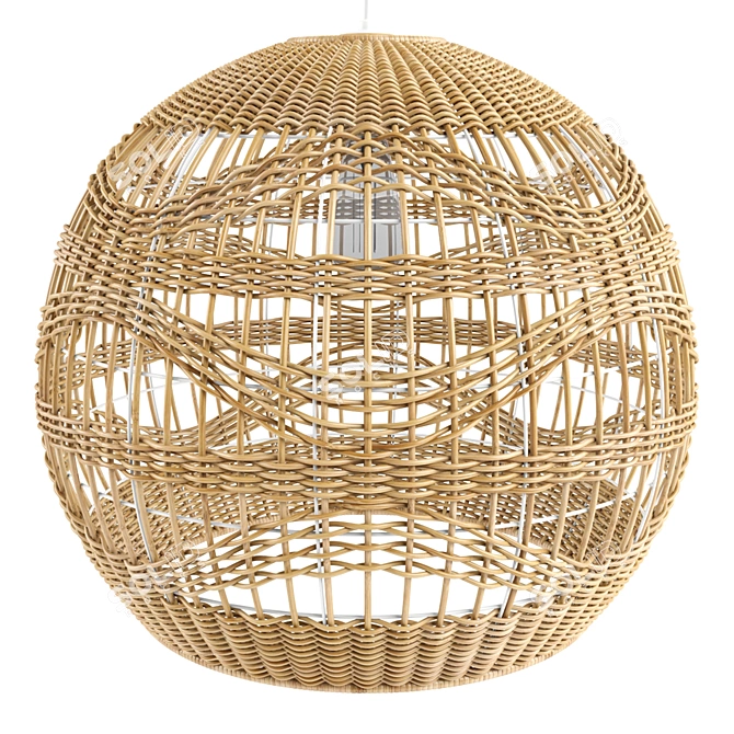 Boho Chic Rattan Pendant Light 3D model image 2