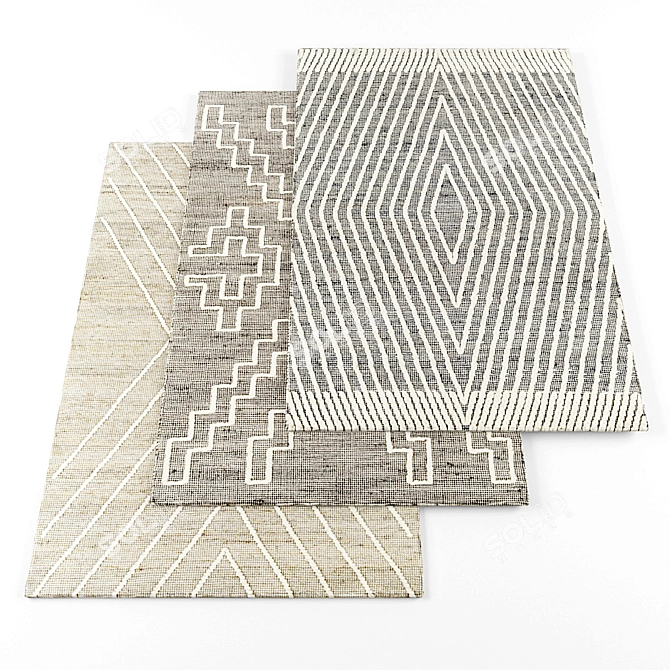 High-Resolution Jute Rugs Set 3D model image 1