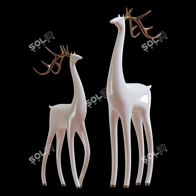 Elegant Deer Sculptures - 3D Max 2015 3D model image 2
