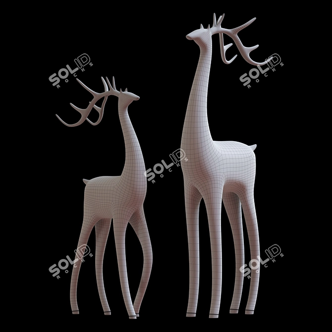 Elegant Deer Sculptures - 3D Max 2015 3D model image 4