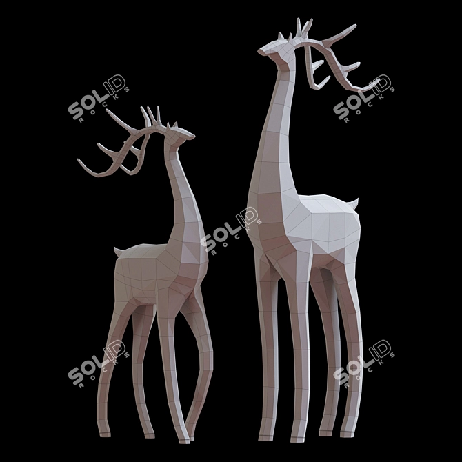 Elegant Deer Sculptures - 3D Max 2015 3D model image 5