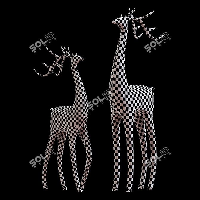 Elegant Deer Sculptures - 3D Max 2015 3D model image 6