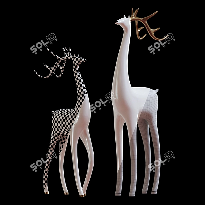 Elegant Deer Sculptures - 3D Max 2015 3D model image 7