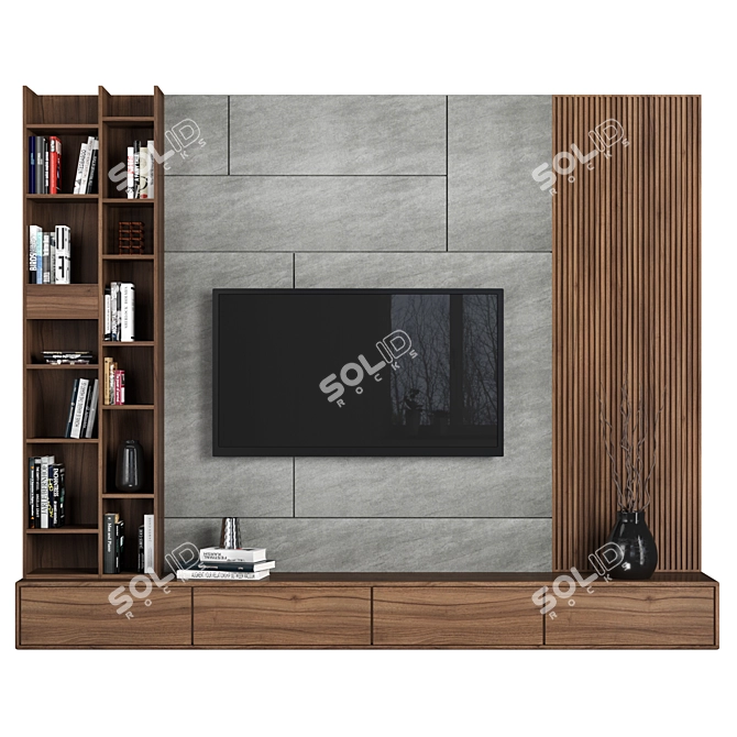 Modular TV Wall: High-Quality Design 3D model image 1