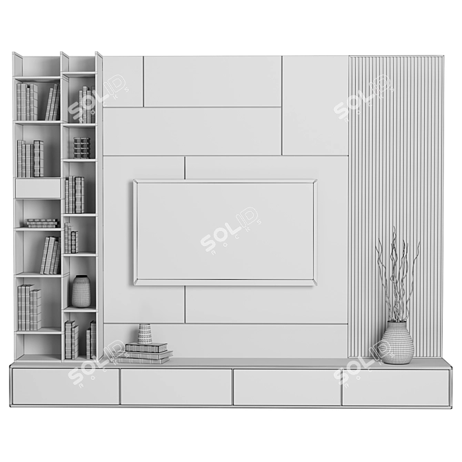 Modular TV Wall: High-Quality Design 3D model image 4