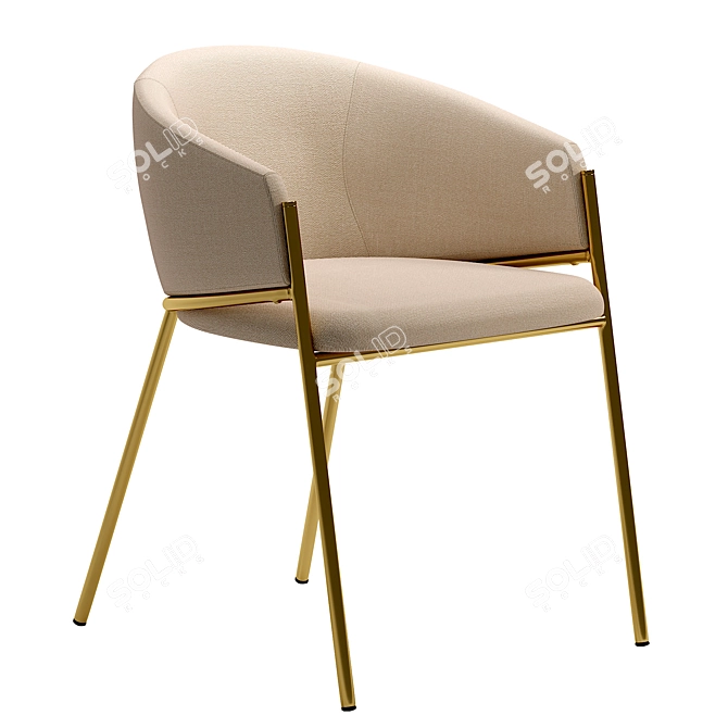 Elegant Blue Velvet Armchair 3D model image 10