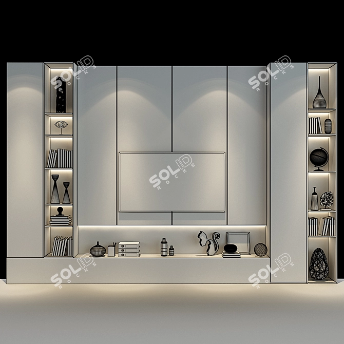 Modern TV Wall Set 166 3D model image 2