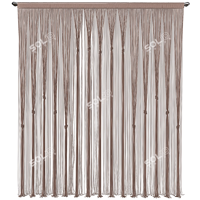 Elegant Velvet Curtain 3D model image 1