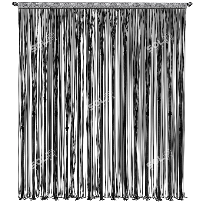 Elegant Velvet Curtain 3D model image 5