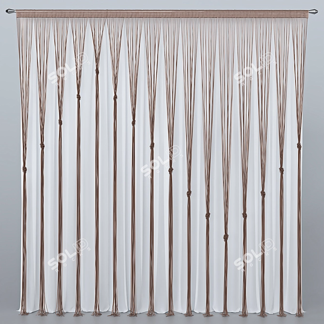 Elegant Silk Curtain 3D model image 1