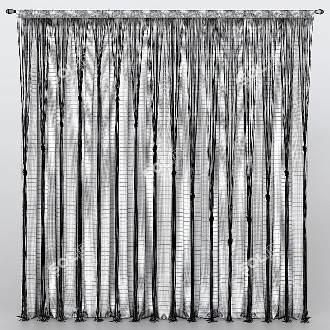 Elegant Silk Curtain 3D model image 4