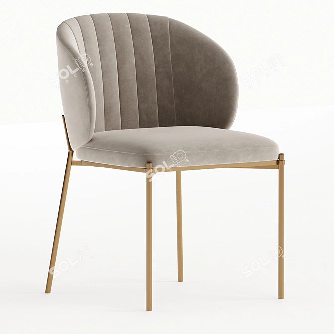 Elegant Shell Back Dining Chair 3D model image 2