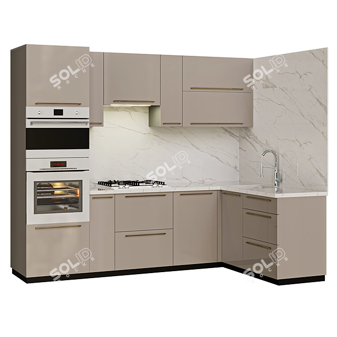 Modern Lifestyle Kitchen with Miele and Kaiser Technologies 3D model image 1