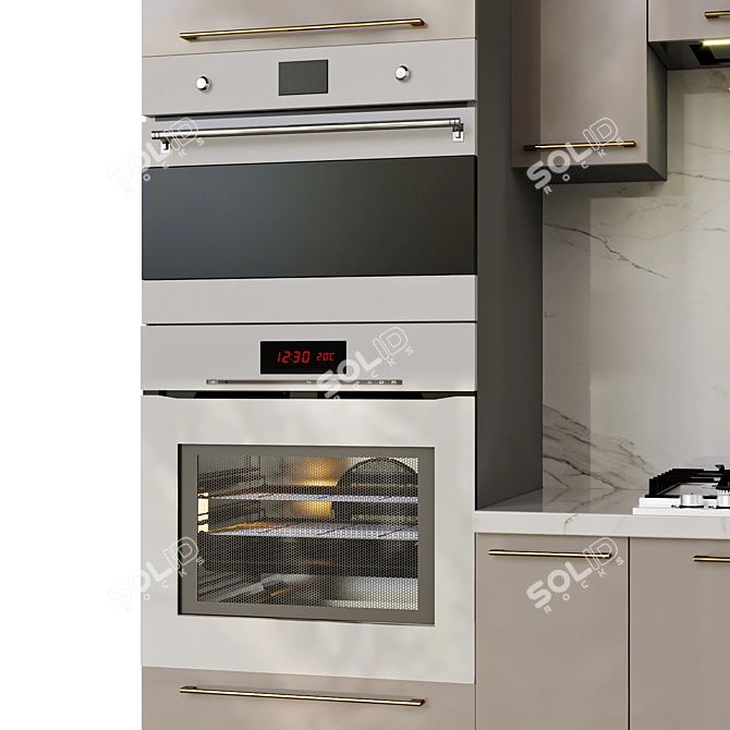 Modern Lifestyle Kitchen with Miele and Kaiser Technologies 3D model image 2