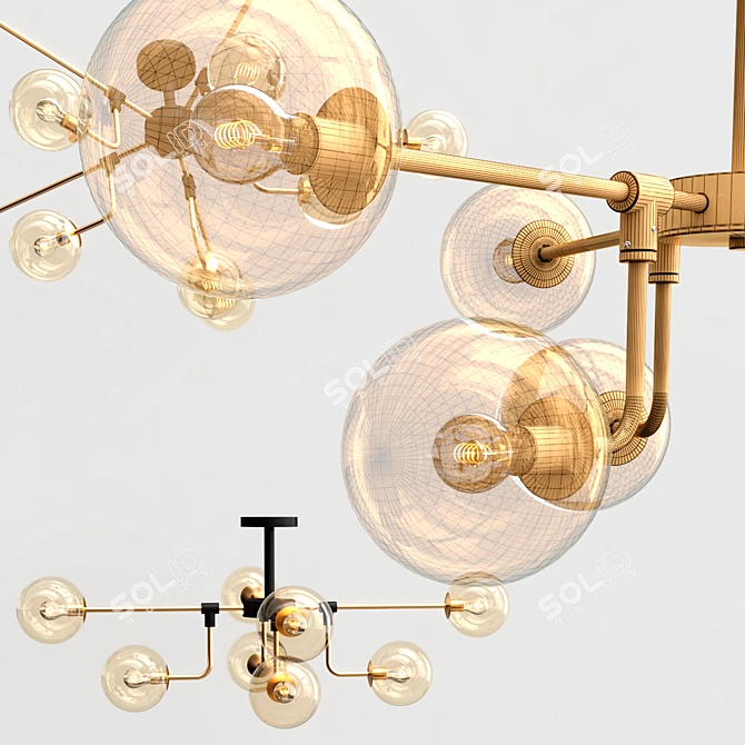 Elegant Glass Ceiling Chandelier 3D model image 2