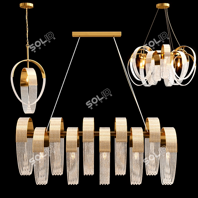 PELAGIA COLLECTION: Elegant Metal and Crystal Lamps 3D model image 4