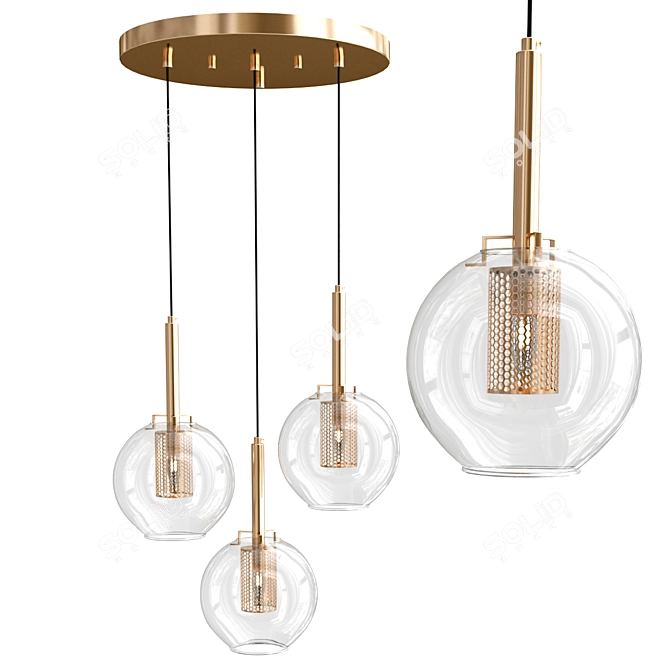 Gold Sphere Pendant Lamp 3D model image 1